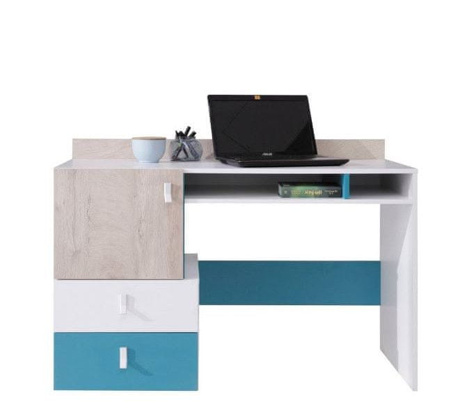 Veneti Písací stôl MAKKA - dub / modrý / biely